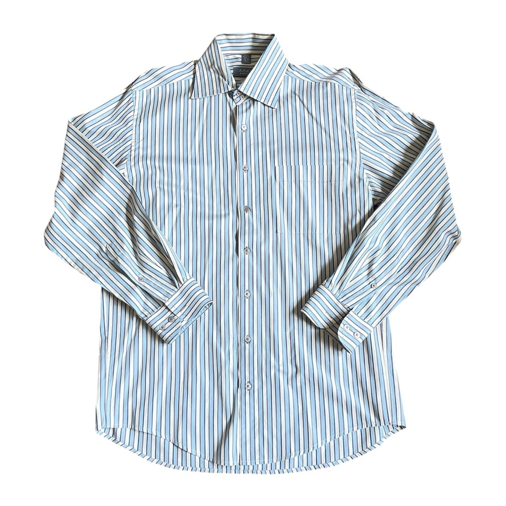 Haupt Cream and Blue Stripes Button Up Shirt US M